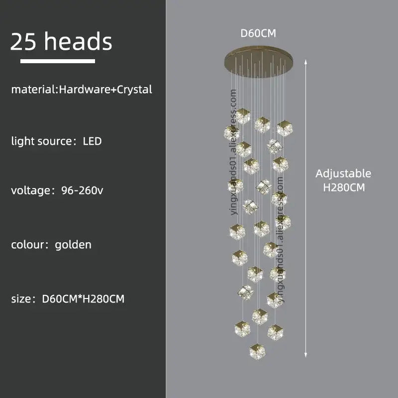 Crystal Cubic Chandelier