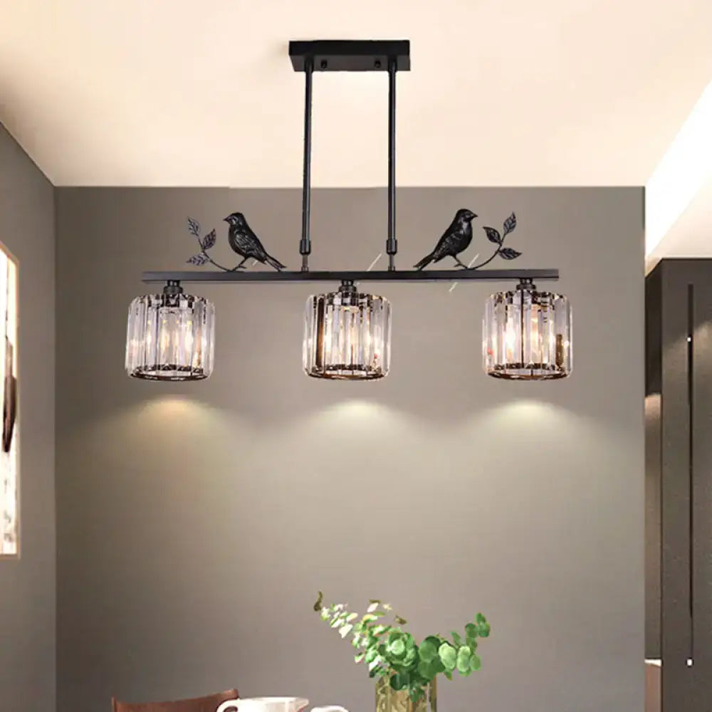 Black Crystal Leaf Adjustable Island Light