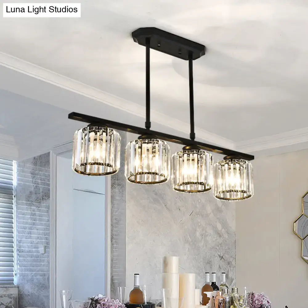 Black Crystal Four-Light Chandelier