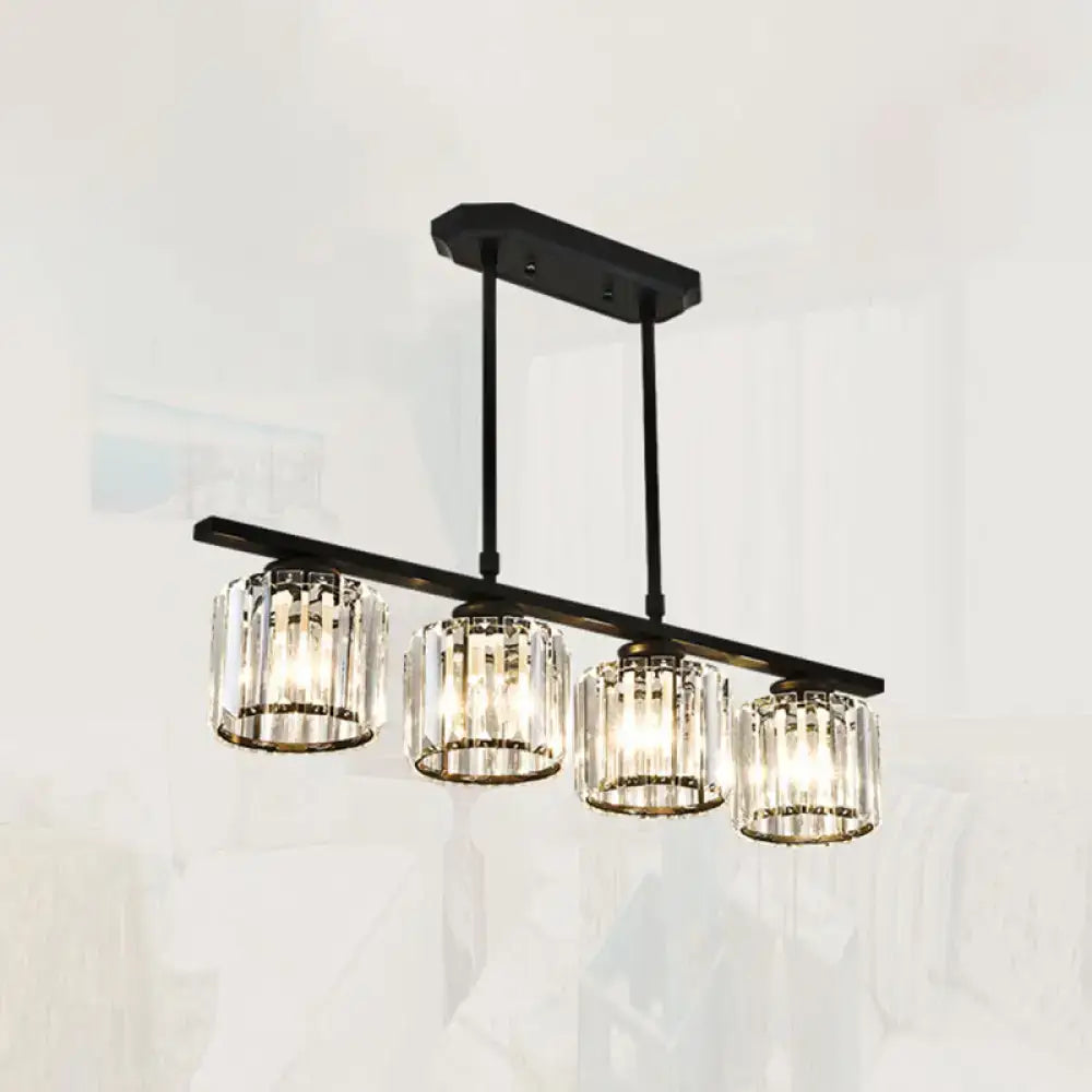 Black Crystal Four-Light Chandelier