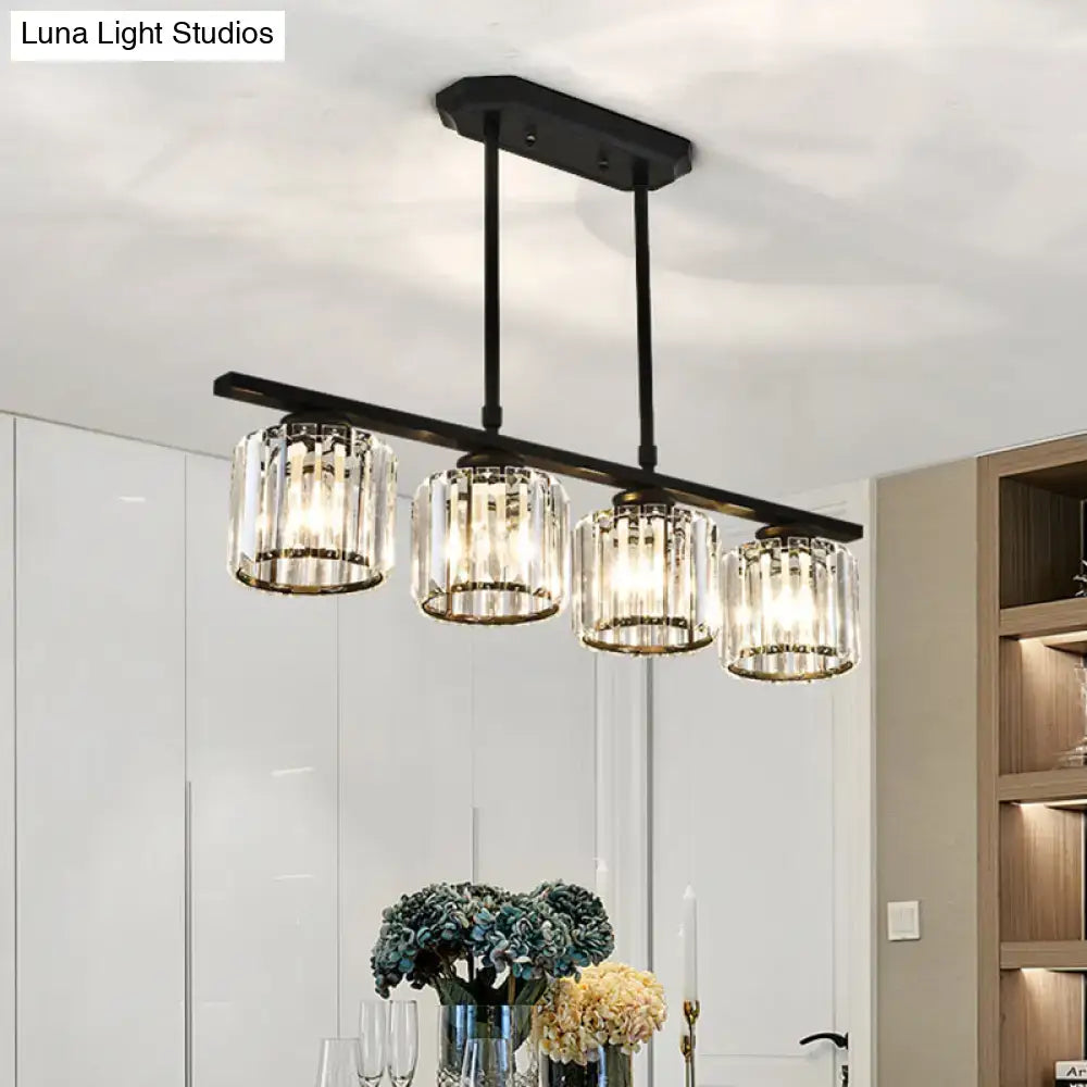 Black Crystal Four-Light Chandelier