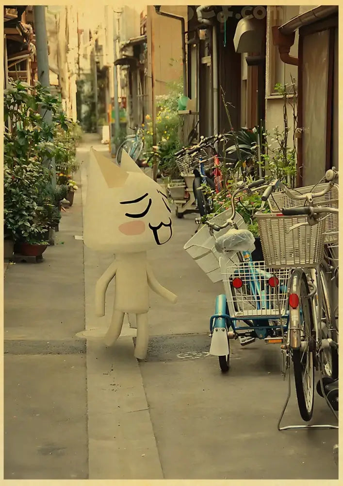 White 3D Cat Art Poster