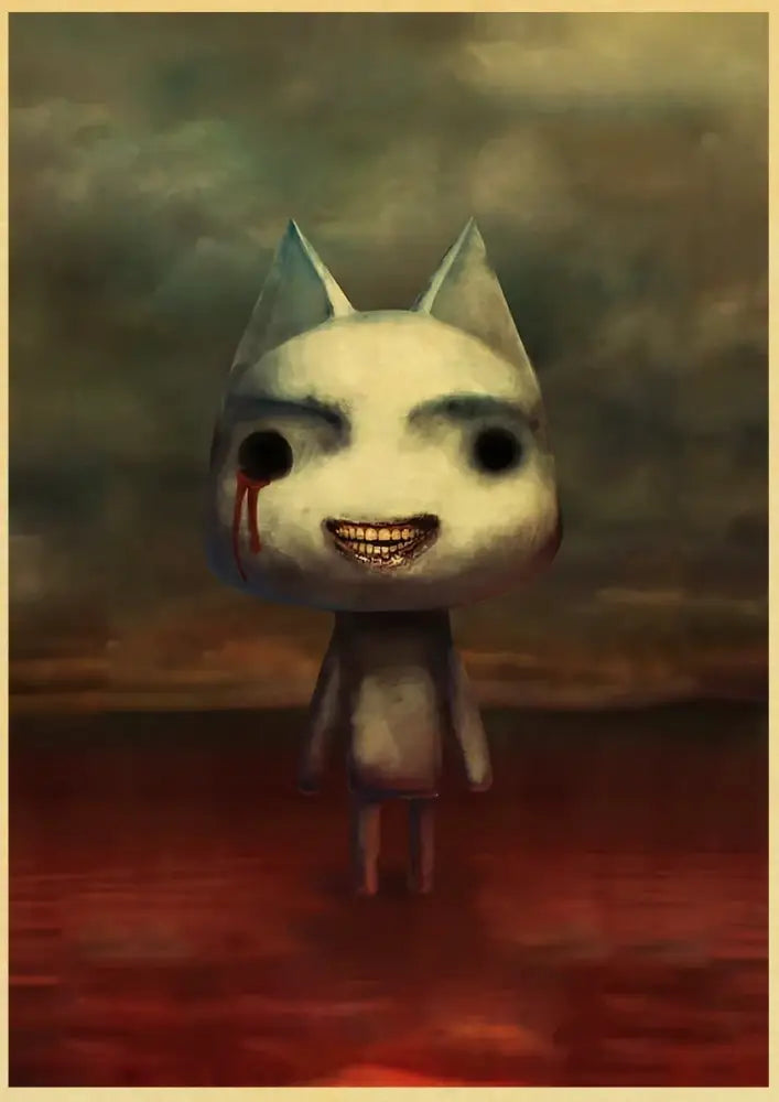 White 3D Cat Art Poster