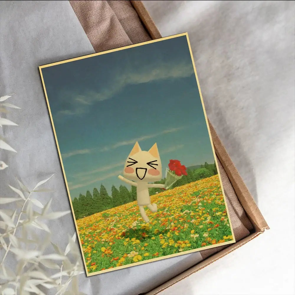 White 3D Cat Art Poster