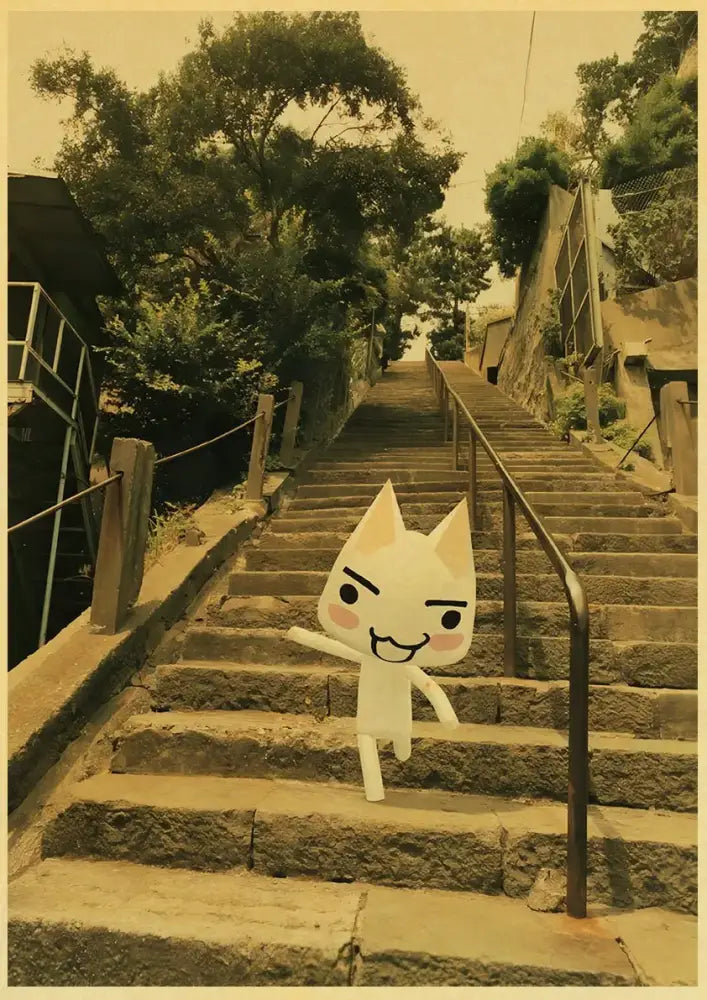White 3D Cat Art Poster