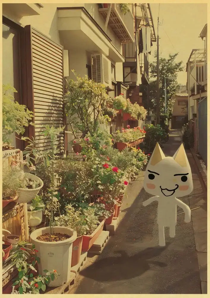 White 3D Cat Art Poster