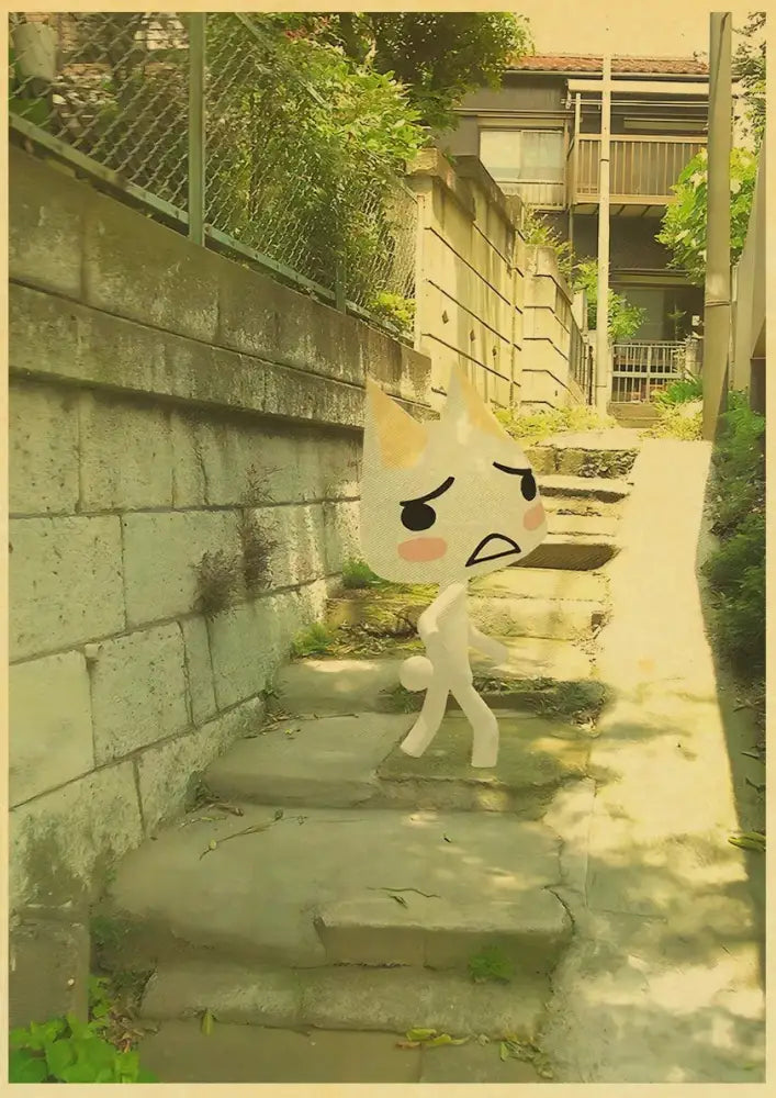 White 3D Cat Art Poster