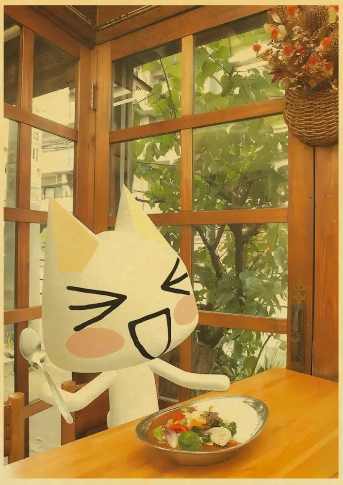 White 3D Cat Art Poster