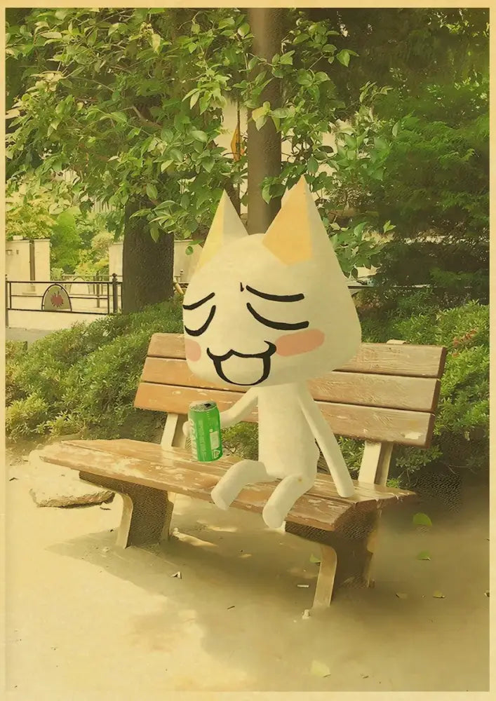 White 3D Cat Art Poster