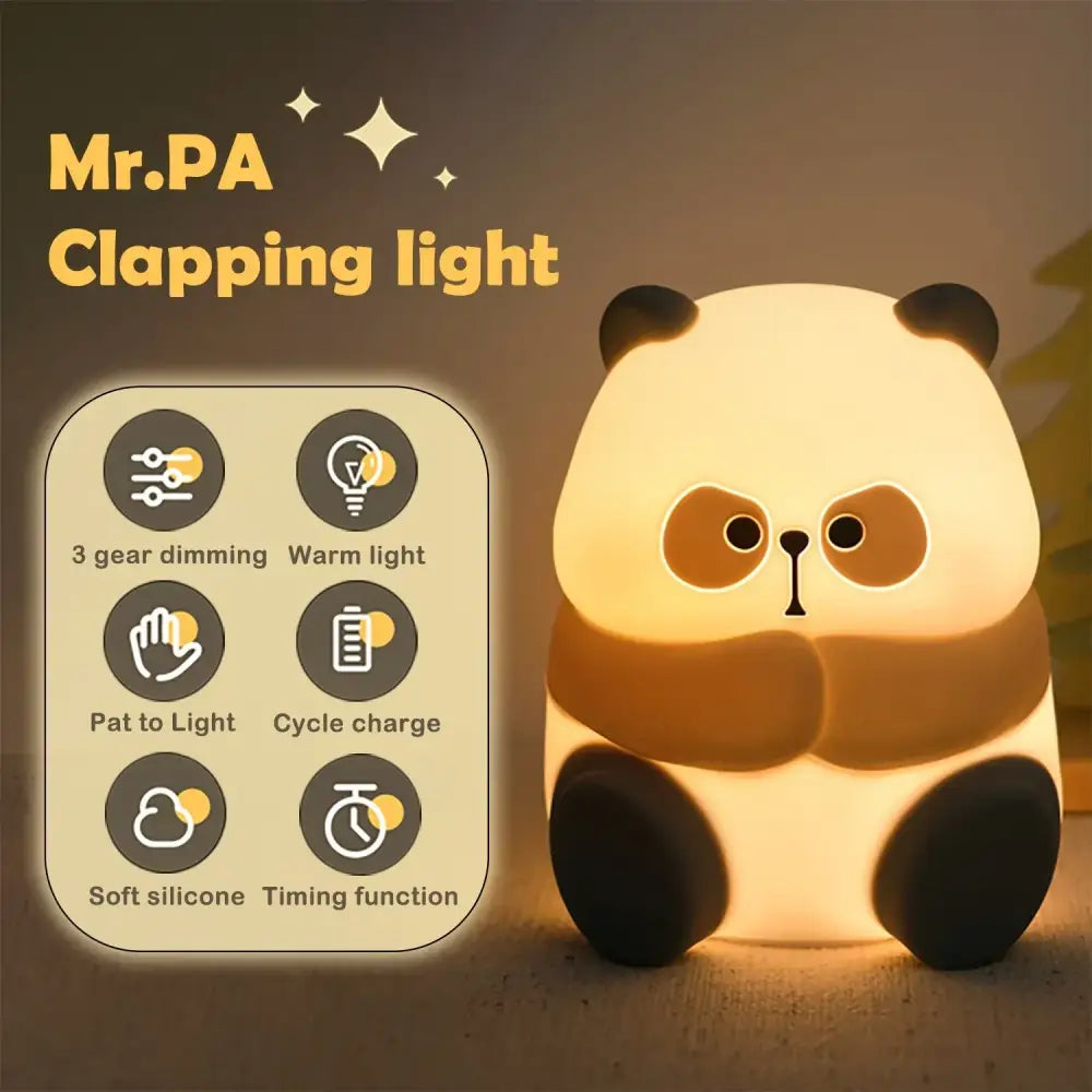 White Black Panda Night Light