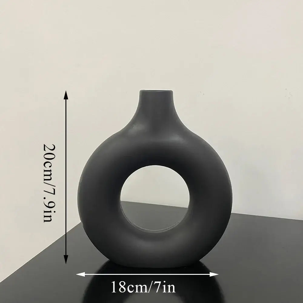 Black Ceramic Donut Vase