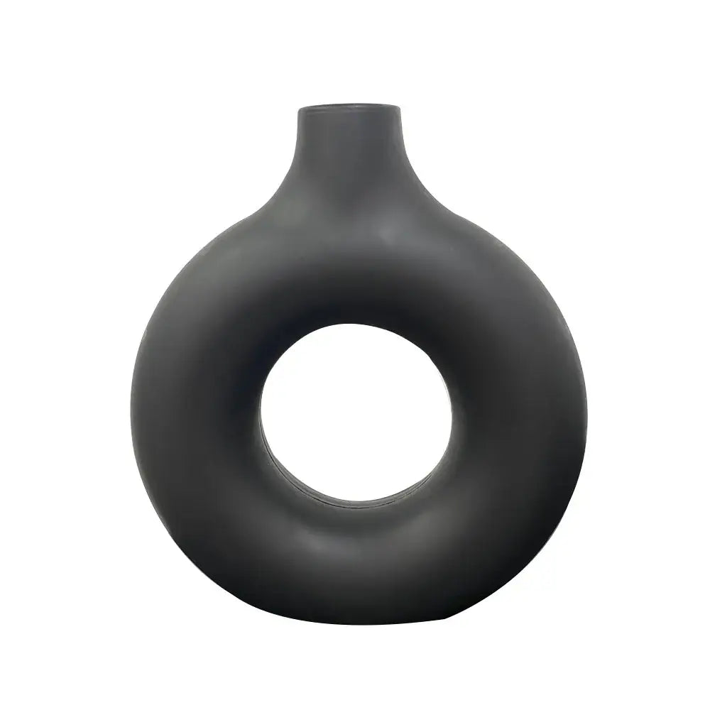 Black Ceramic Donut Vase