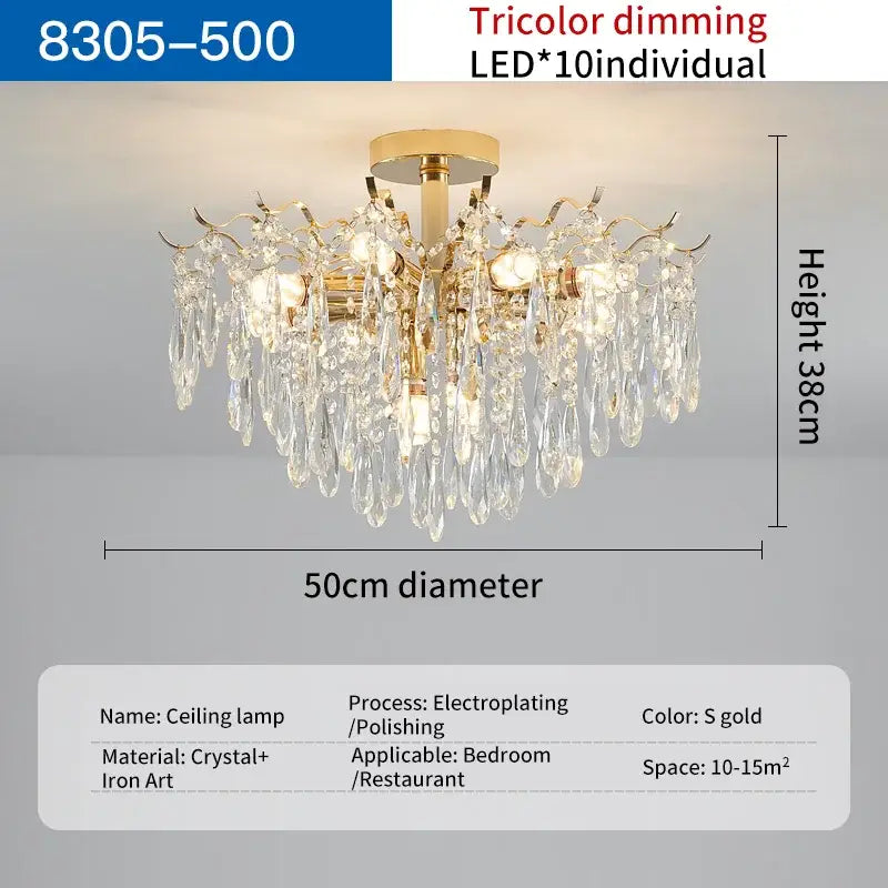 Gold Branching Crystal Chandelier 6 To 14 Heads