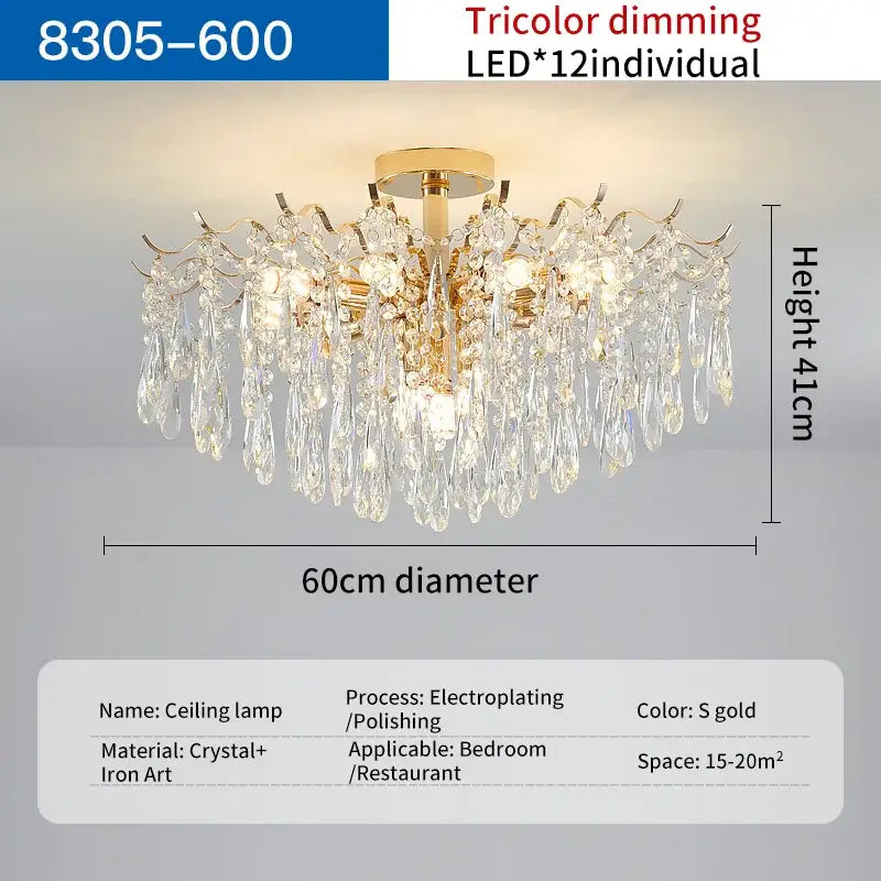 Gold Branching Crystal Chandelier 6 To 14 Heads