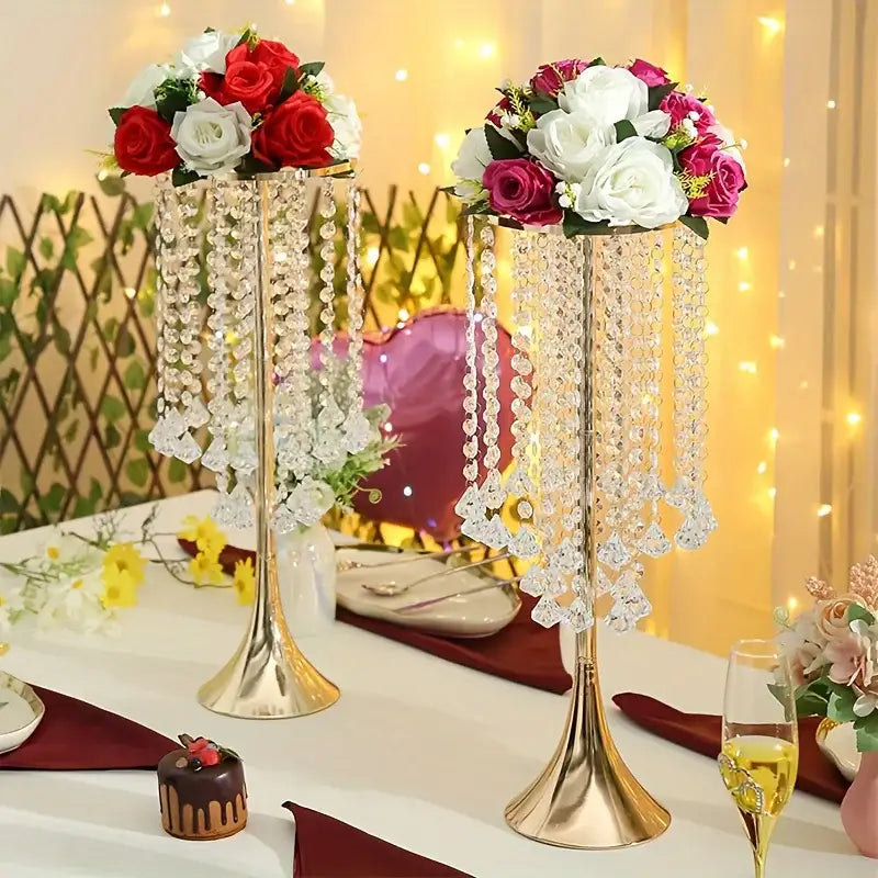 Gold Crystal Flower Stand