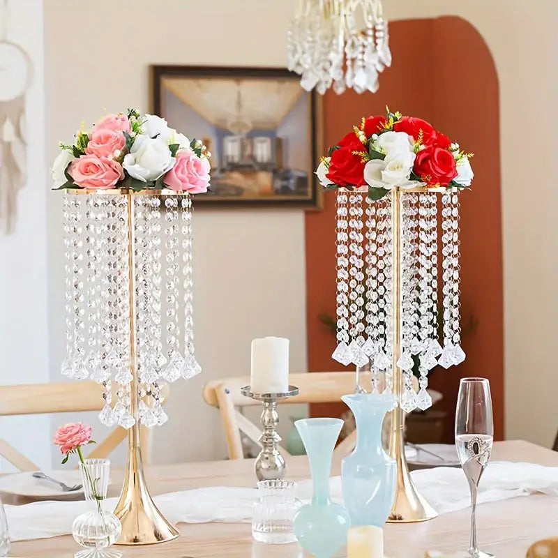 Gold Crystal Flower Stand