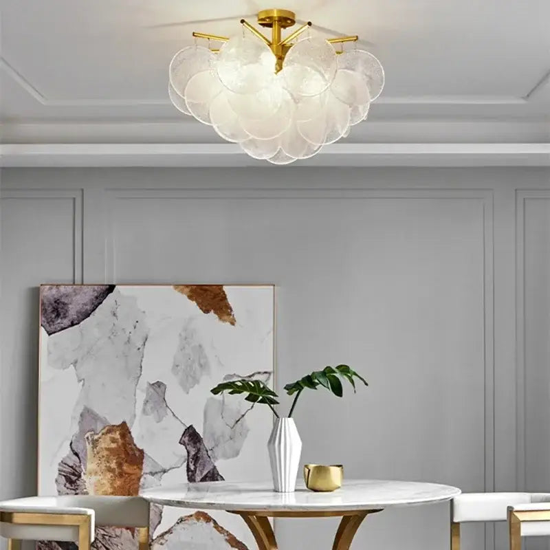 Gold Textured Glass Chandelier