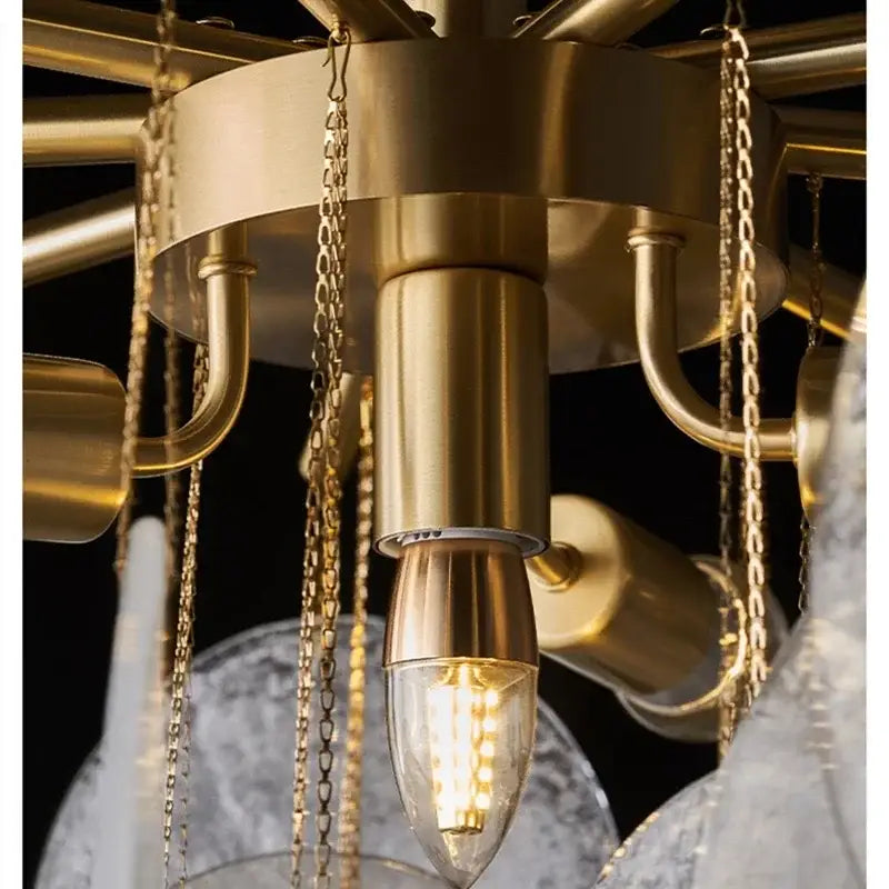 Gold Textured Glass Chandelier