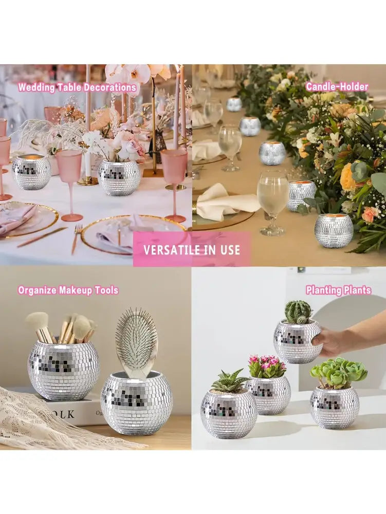 Silver Glass Round Vase