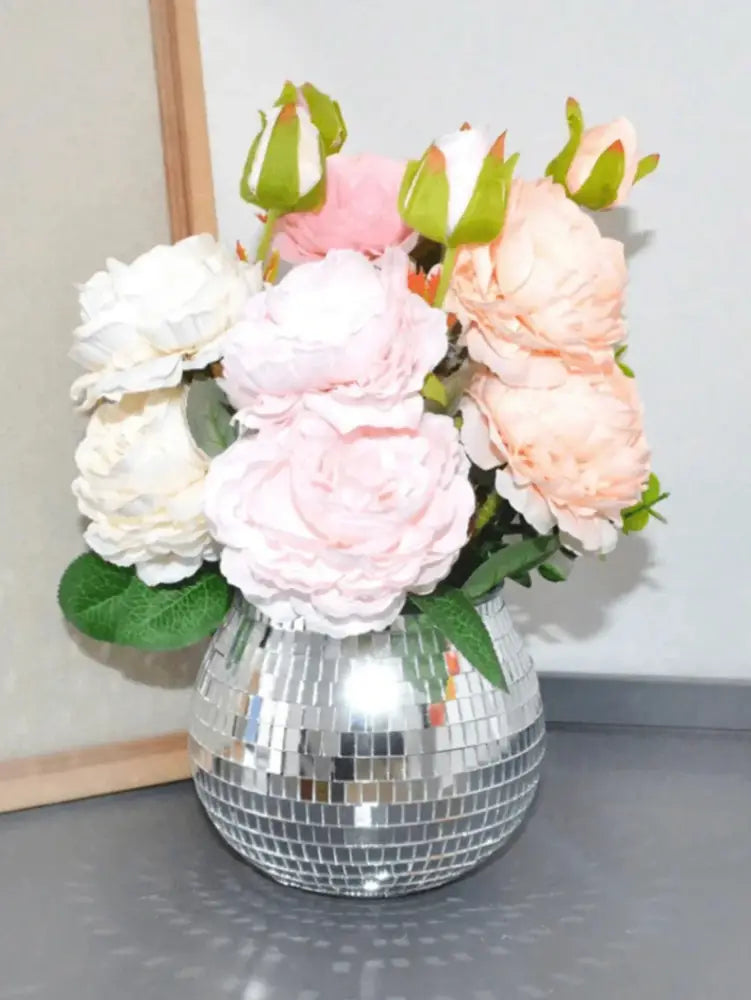 Silver Glass Round Vase