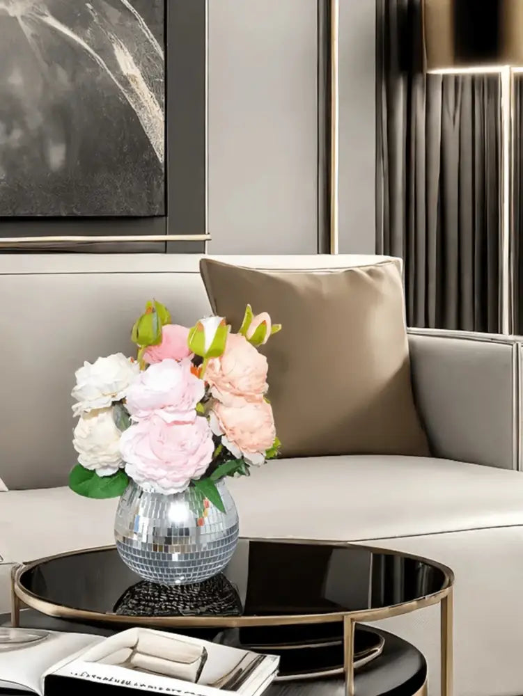 Silver Glass Round Vase