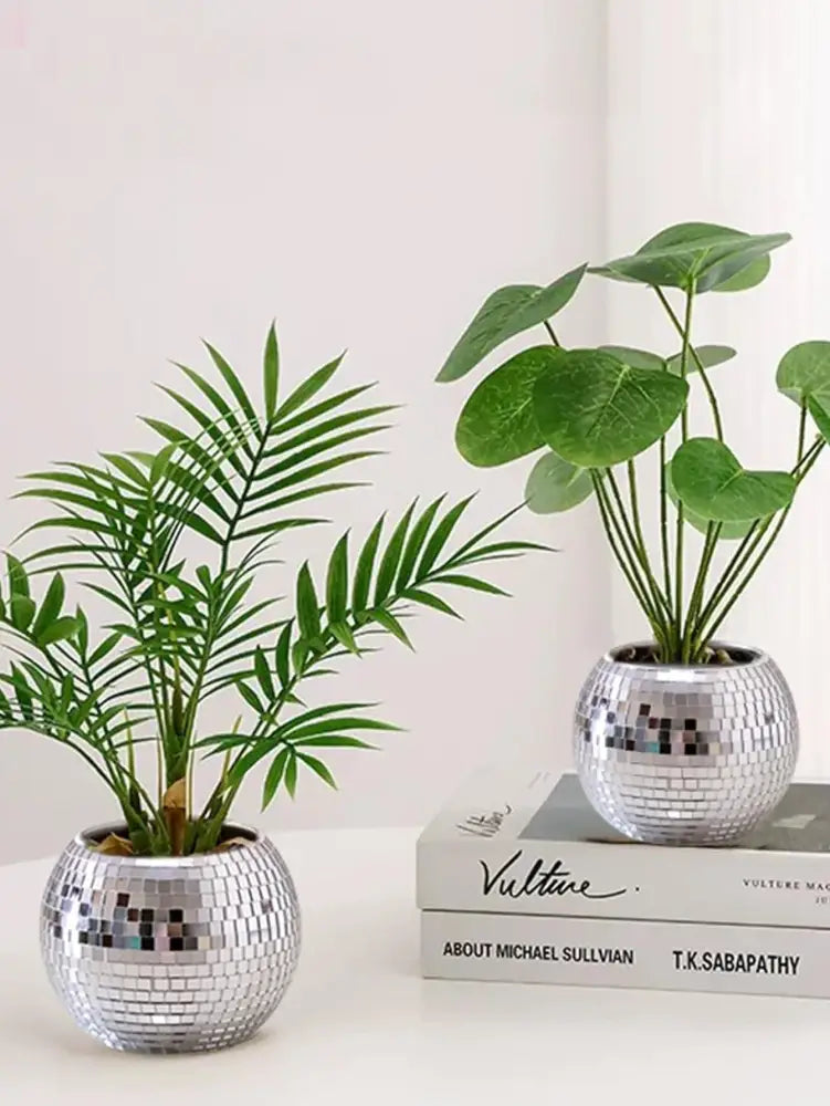 Silver Glass Round Vase