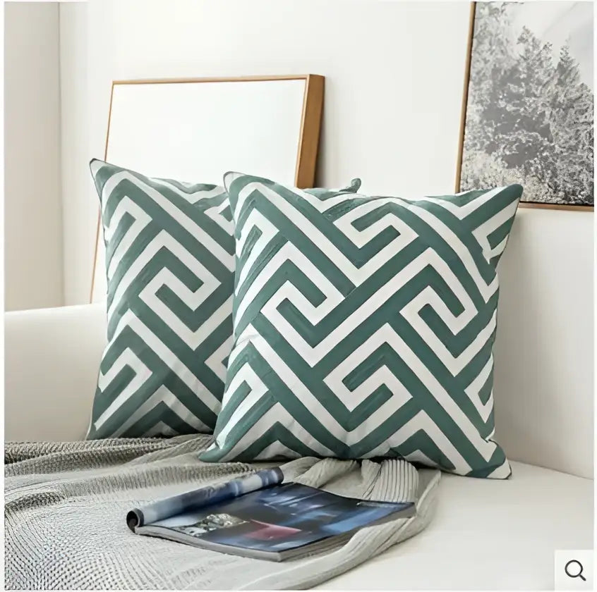 Blue Geometric Cushion Cover