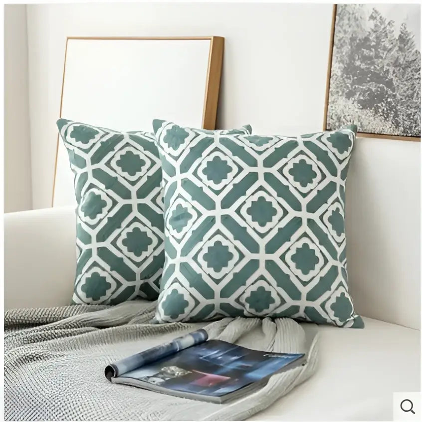 Blue Geometric Cushion Cover