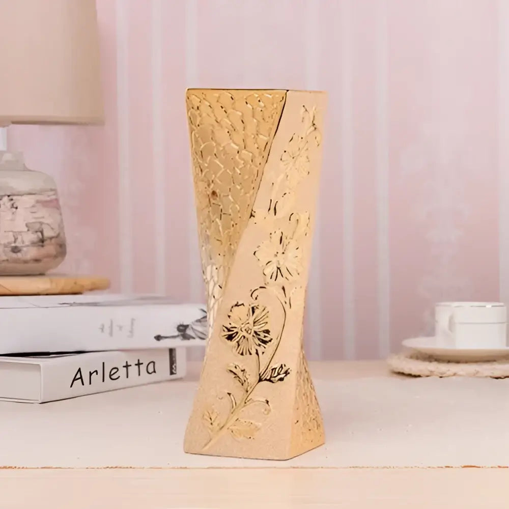 Gold Cream Ceramic Vase Set
