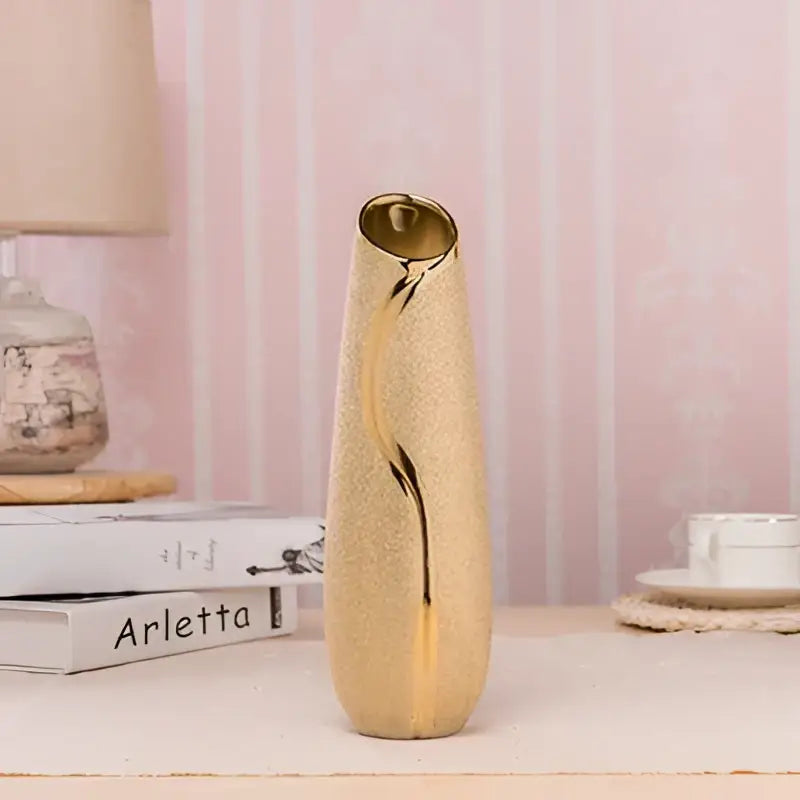 Gold Cream Ceramic Vase Set