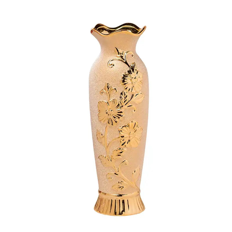 Gold Cream Ceramic Vase Set