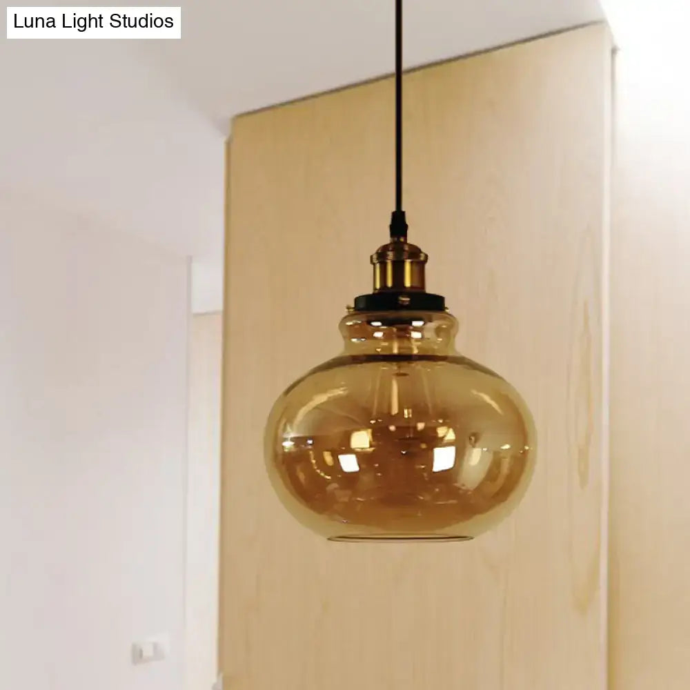 Amber Glass Brass Pendant