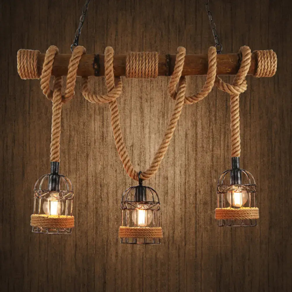 Hemp Rope Birdcage Light