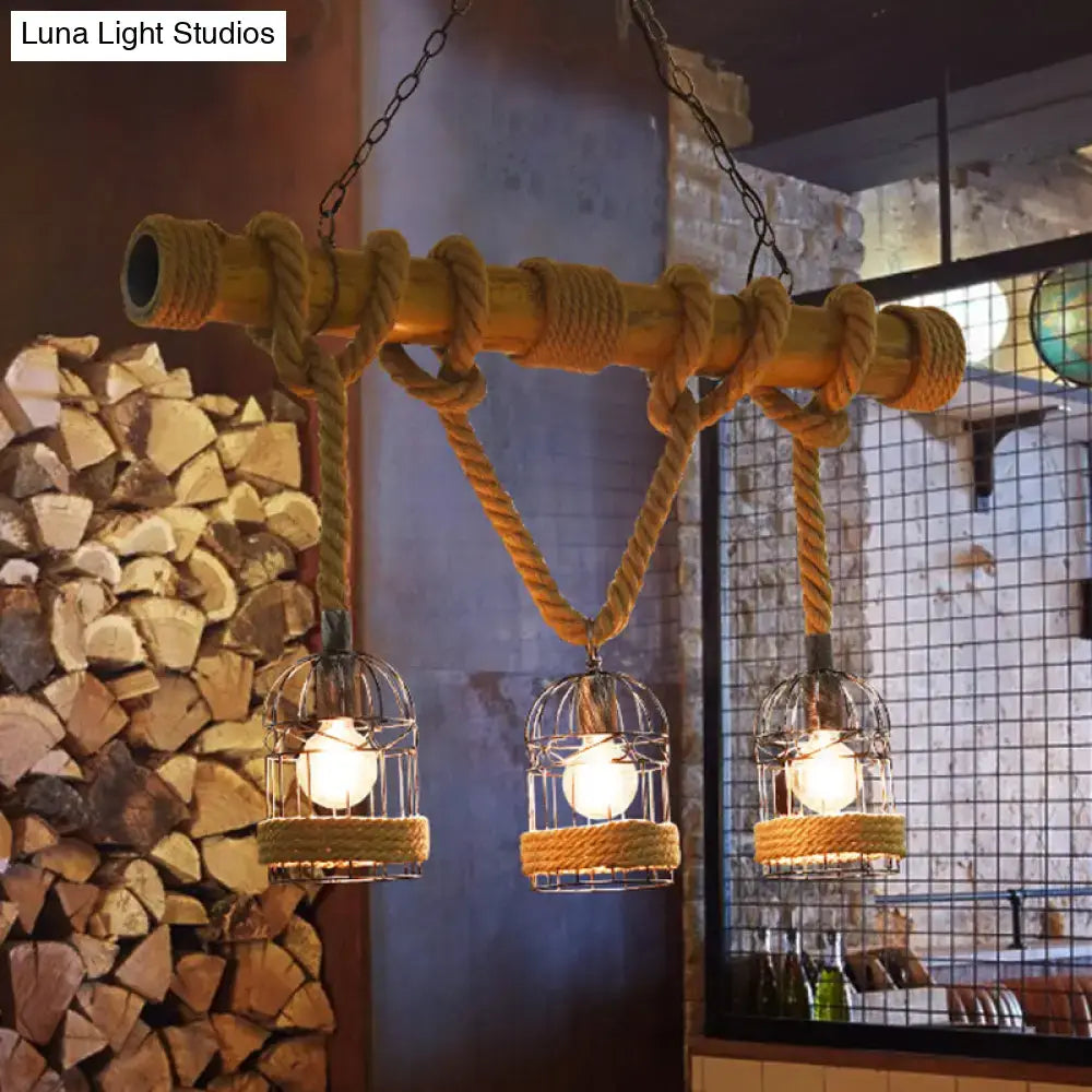 Hemp Rope Birdcage Light