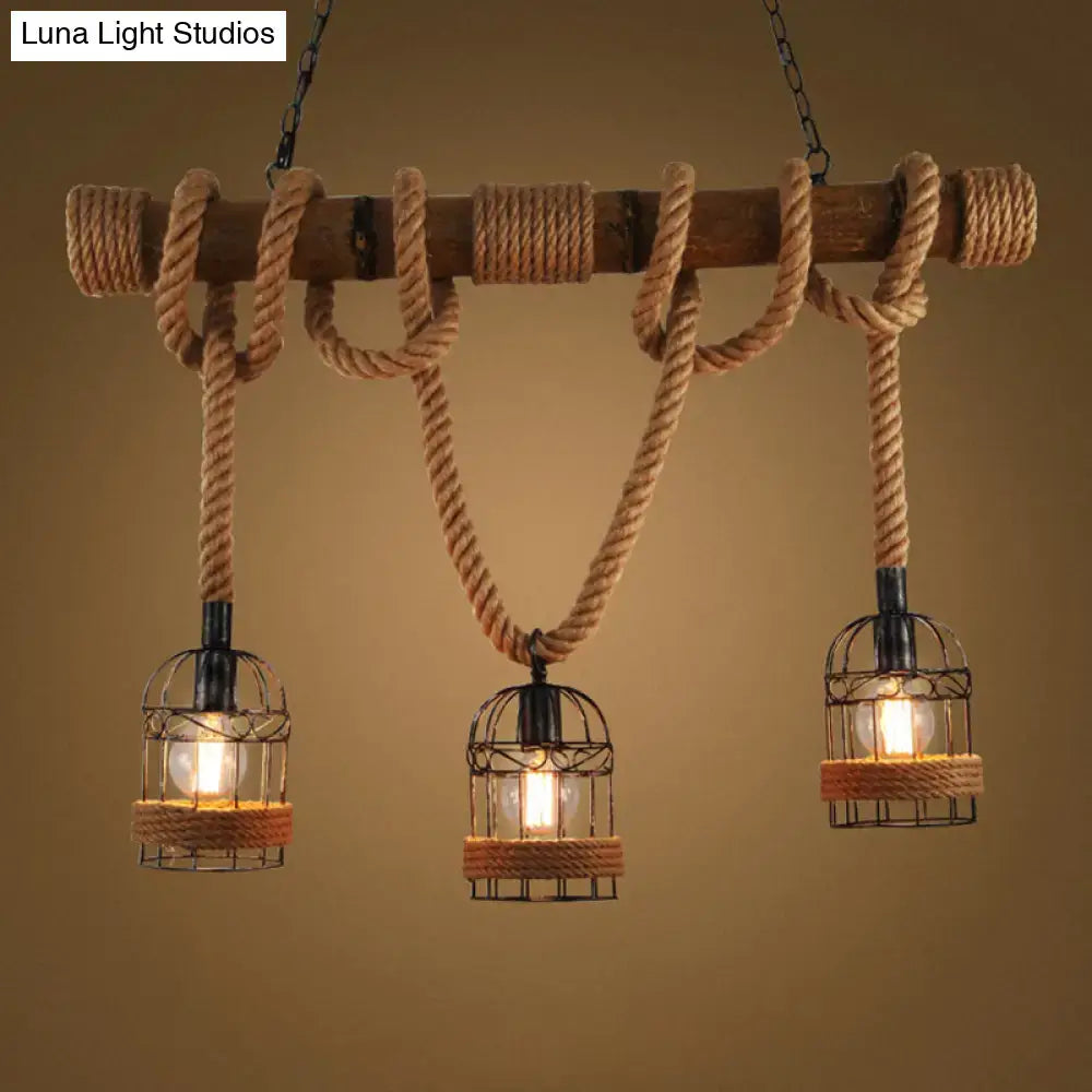 Hemp Rope Birdcage Light