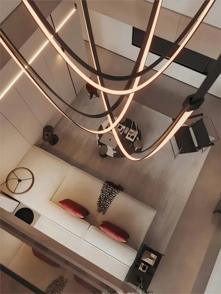 Neutral Leather LED Chandelier
