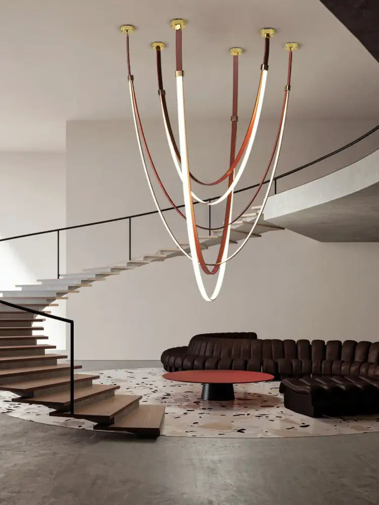 Neutral Leather LED Chandelier