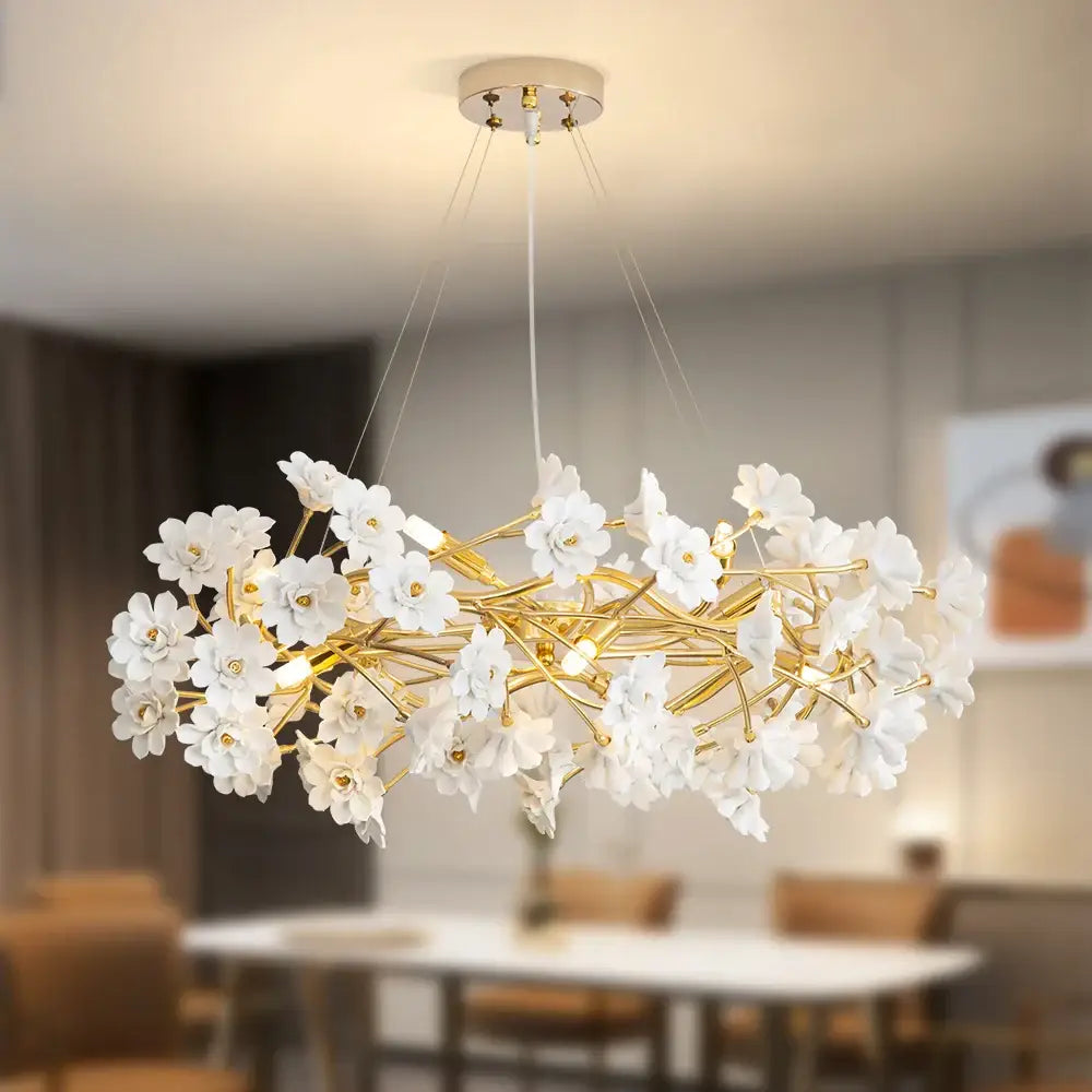 White Ceramic Flower Chandelier