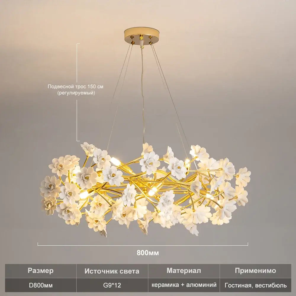 White Ceramic Flower Chandelier