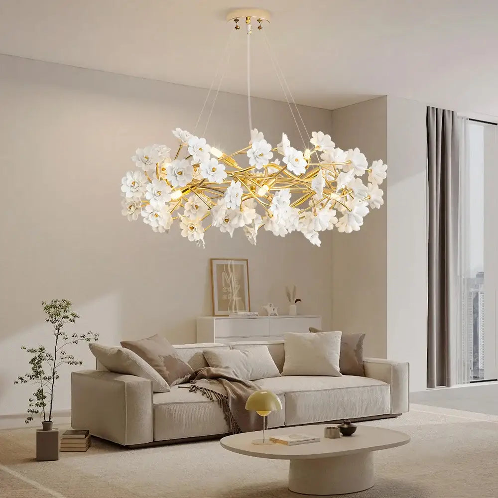 White Ceramic Flower Chandelier