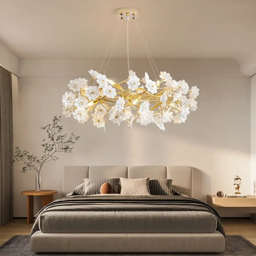 White Ceramic Flower Chandelier