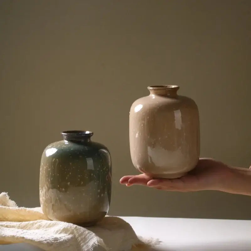 Beige Speckled Ceramic Vase