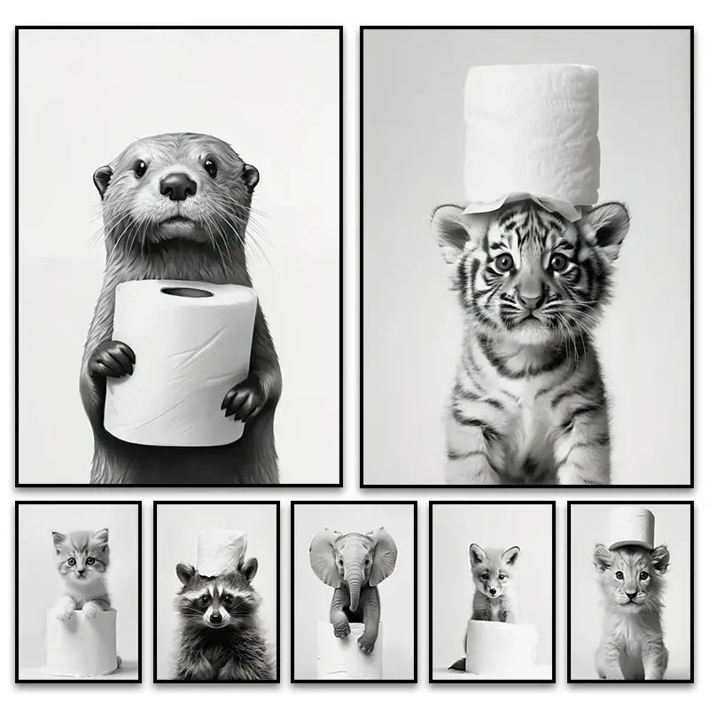 Animal Framed Bathroom Art