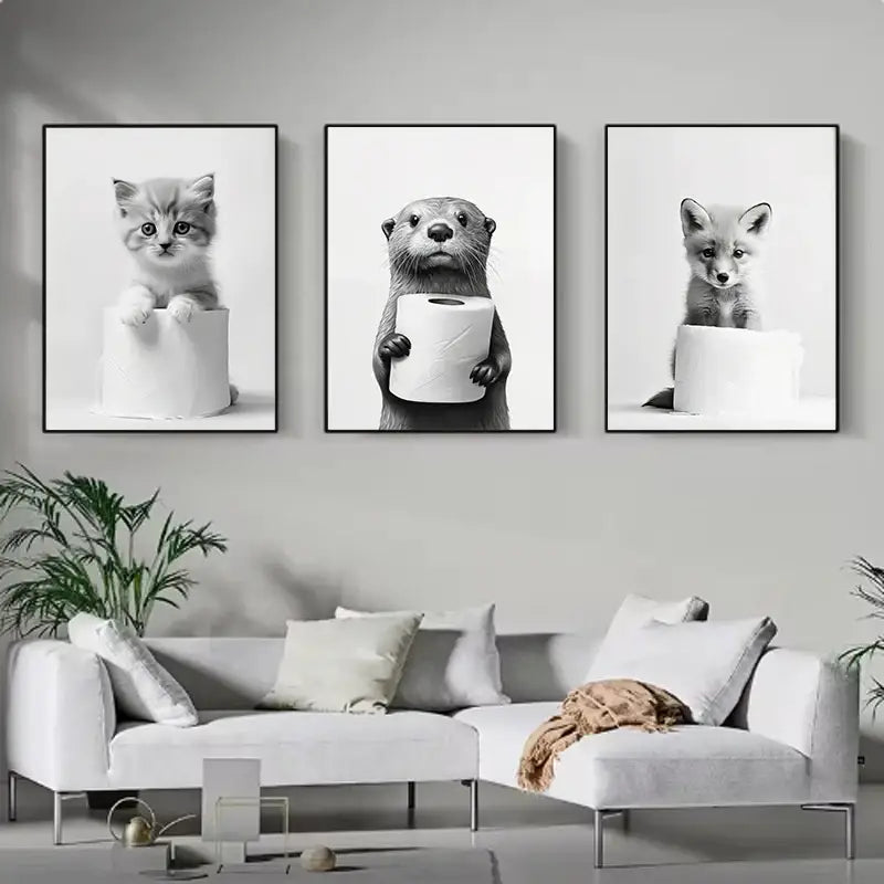 Animal Framed Bathroom Art