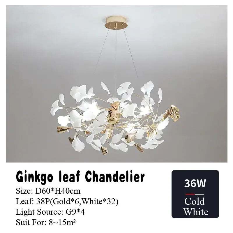 Gold Ginkgo Leaf Chandelier 150cm Custom