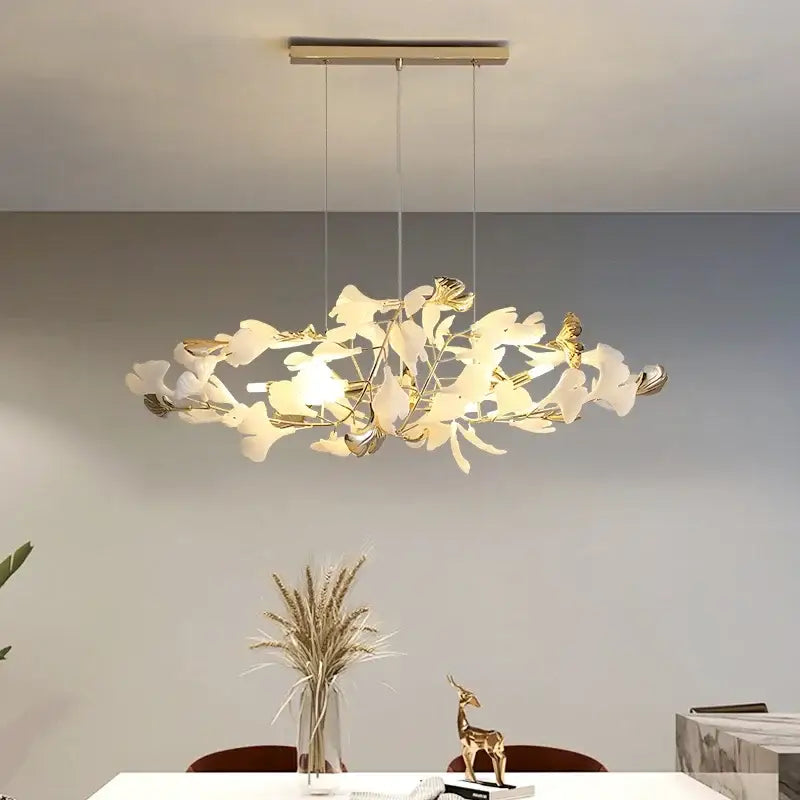 Gold Ginkgo Leaf Chandelier 150cm Custom