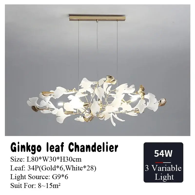 Gold Ginkgo Leaf Chandelier 150cm Custom