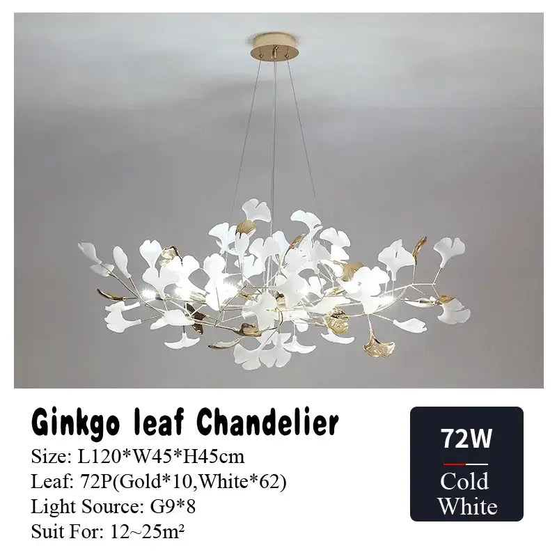 Gold Ginkgo Leaf Chandelier 150cm Custom