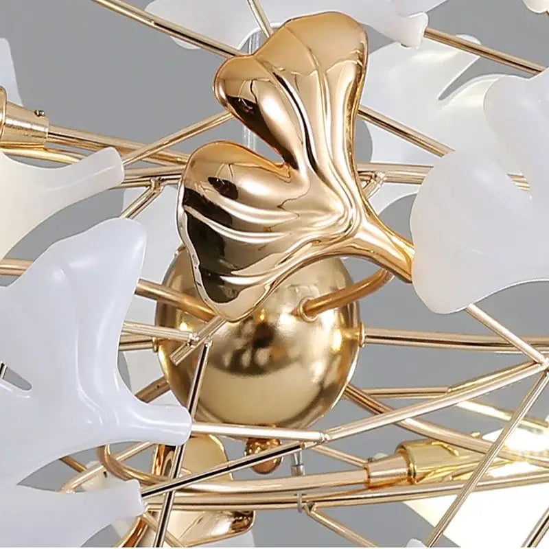 Gold Ginkgo Leaf Chandelier 150cm Custom