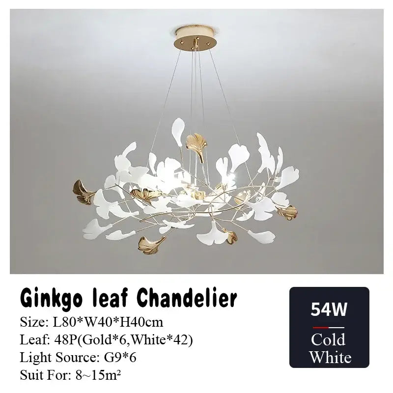 Gold Ginkgo Leaf Chandelier 150cm Custom